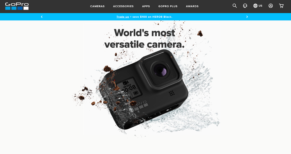 Screenshot of the GoPro website