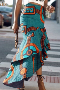Ankara Irregular Style Skirt, Afro Yanga