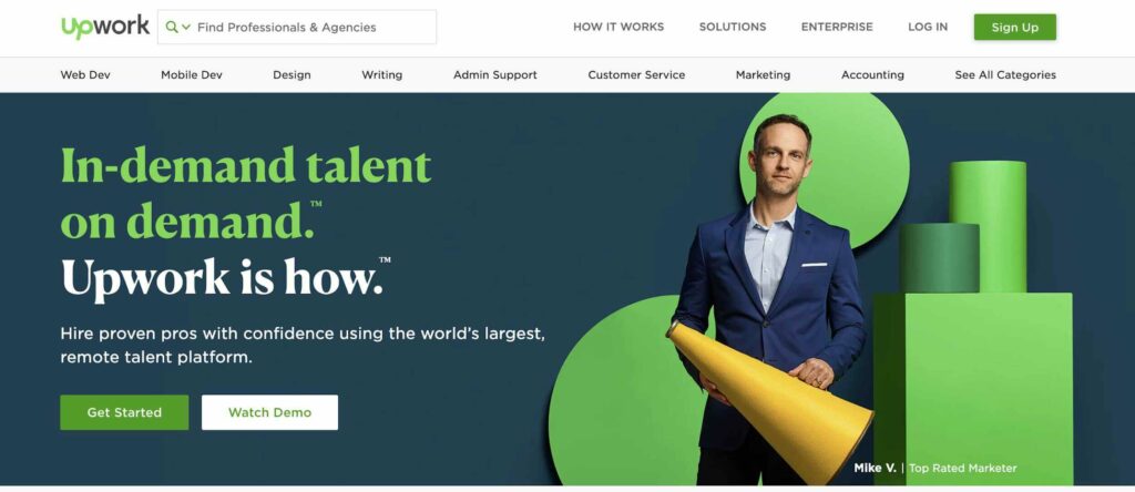 Upwork freelance marketplace website homepage