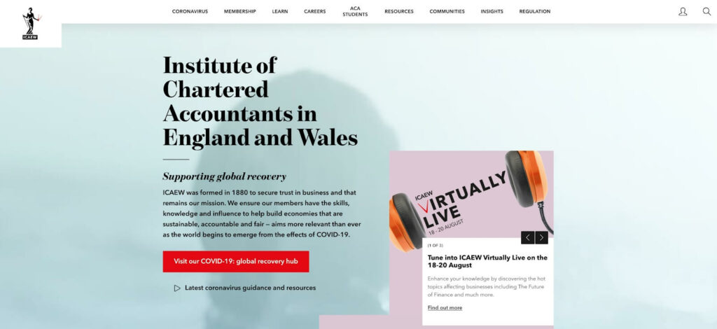Institute of Chartered Accountants in England and Wales - Professional Membership web portal homepage