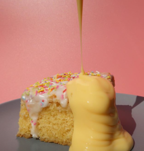 Camie & Lily's sprinkle cake - and custard!