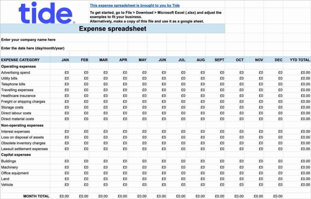 excel income expense bar chart report