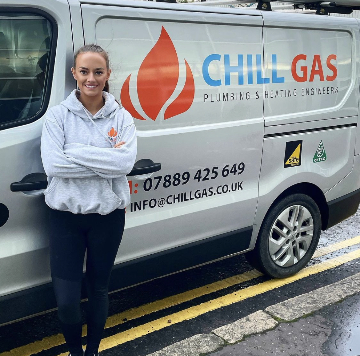 A picture of Jenna, co-founder of Chill Gas Ltd and one of Tide's Plus members.