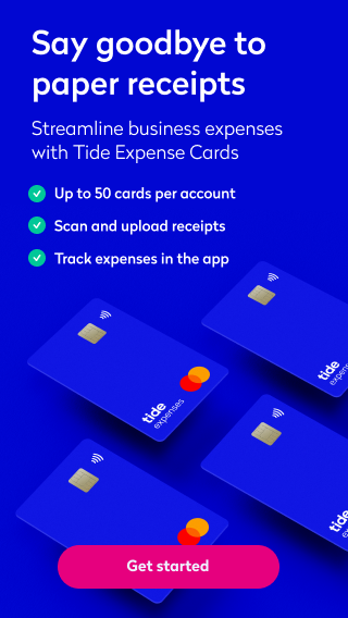 A banner inviting you to sign up to Tide to make use of expense cards